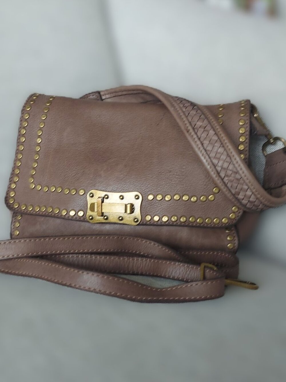 Mathilde C Shoulder/Crossbody Made in Italy Leather Bag in Tan Color
